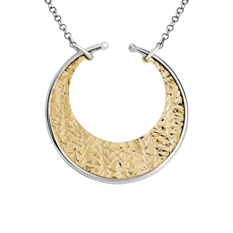 Silver/Gold Plated Open Textured Circle Necklace