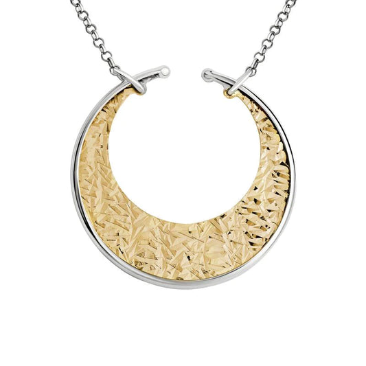 Silver/Gold Plated Open Textured Circle Necklace