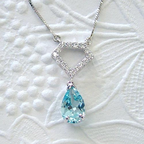 Blue Topaz & Lab Grown Diamond Necklace