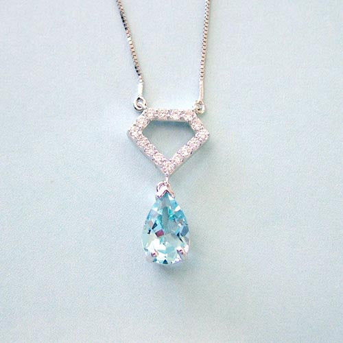 Blue Topaz & Lab Grown Diamond Necklace
