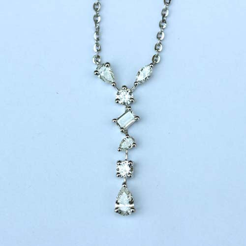 14k White Gold Multi Lab Grown Diamond Necklace