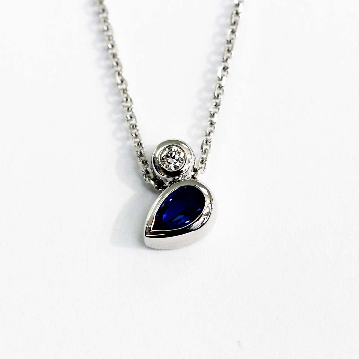 Blue Sapphire & Lab Grown Diamond Pendant