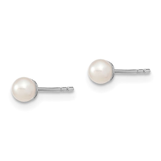 Silver Pearl Stud Earrings