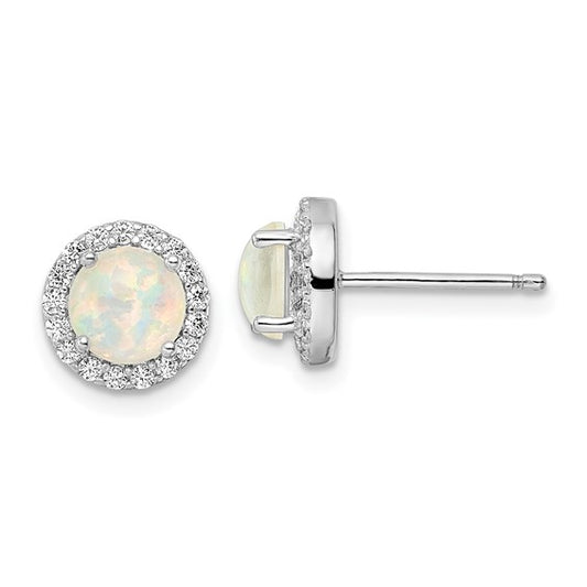 Silver Created Opal & Crystal Earrings