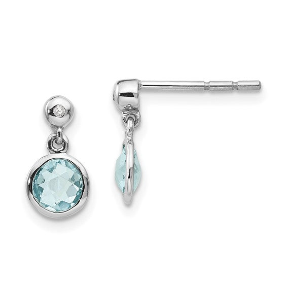 Silver Blue Topaz & Diamond Earrings