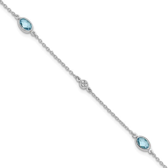 Silver Blue Topaz & Lab Diamond Bracelet