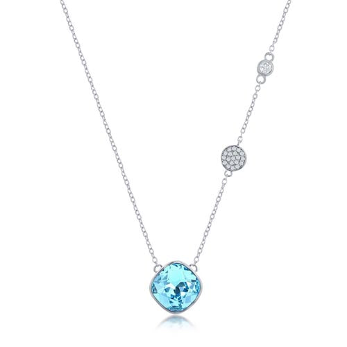 Silver Blue & White Crystal Fashion Necklace