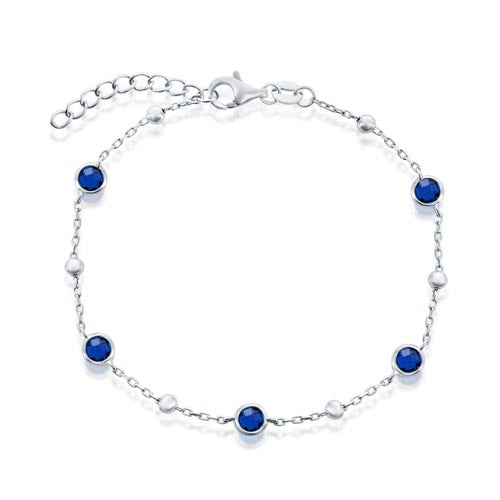 Silver Bezel Set Blue Crystal Bracelet