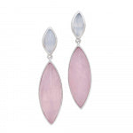 Silver Chalcedony Agate & Star Rose Quartz Earrings