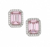 Silver Pink & White Crystal Earrings
