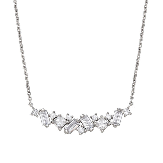 Silver Crystal Cluster Necklace