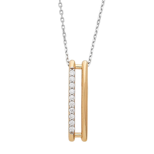 Silver/Gold Plated Crystal Double Bar Pendant