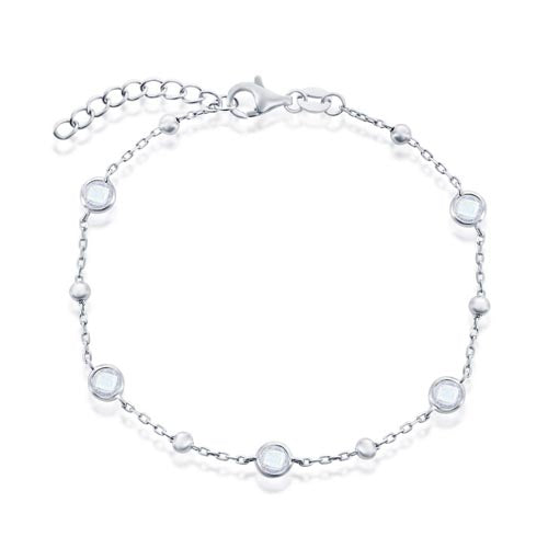 Silver Bezel Set Clear Crystal Bracelet