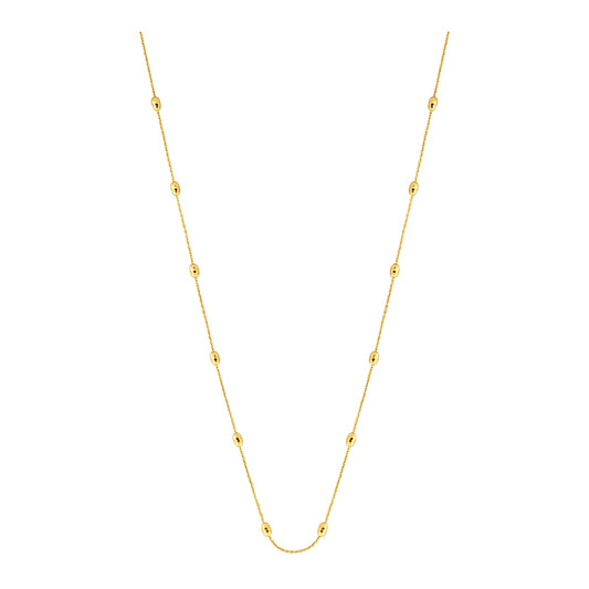 14k Yellow Gold Beaded Necklace