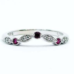 14k White Gold Ruby And Lab Grown Diamond Crown Ring
