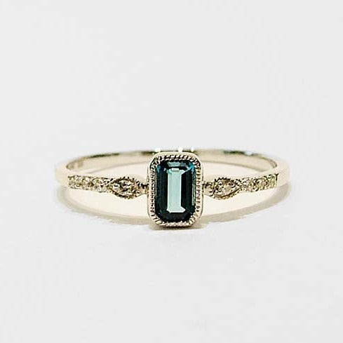 London Blue Topaz and Diamond Stacking Ring