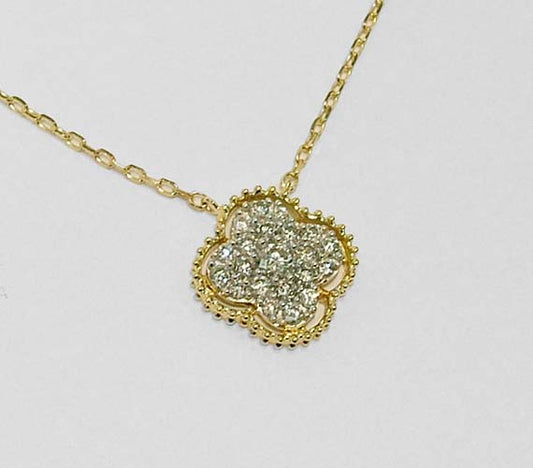 18k Yellow Gold Pave Diamond Necklace