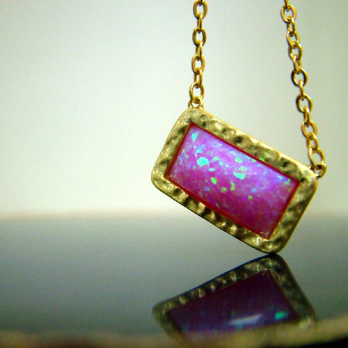 Created Pink Opal Necklace