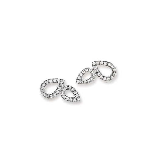 Silver CZ Double Pear Earrings