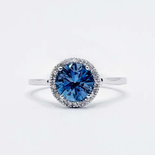 14k White Gold London Blue Topaz & Diamond Ring