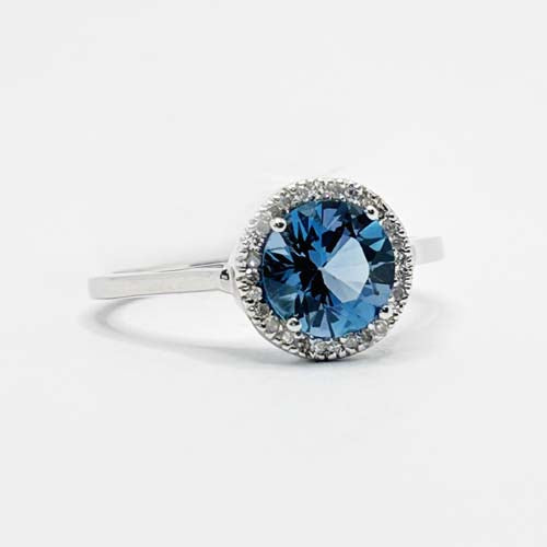14k White Gold London Blue Topaz & Diamond Ring