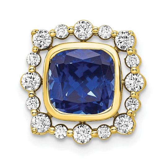 Lab Grown Blue Sapphire & Diamond Pendant