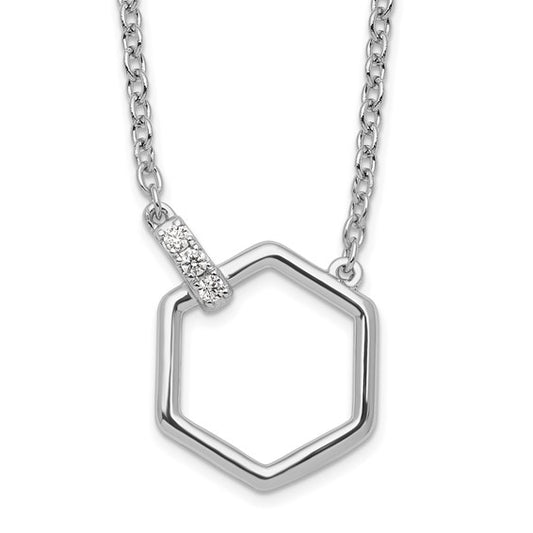 Silver Diamond Hexagon Pendant