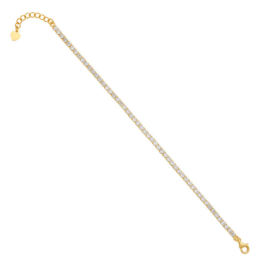 Gold Plated Silver Crystal Tennis Bracelet