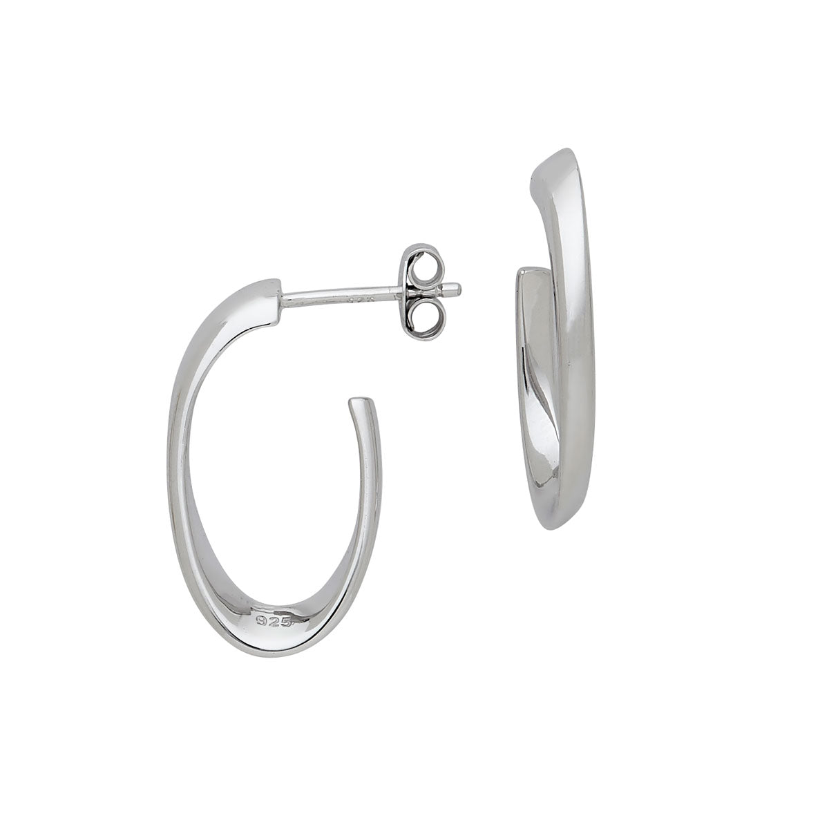 Silver Angled Hoop Earrings